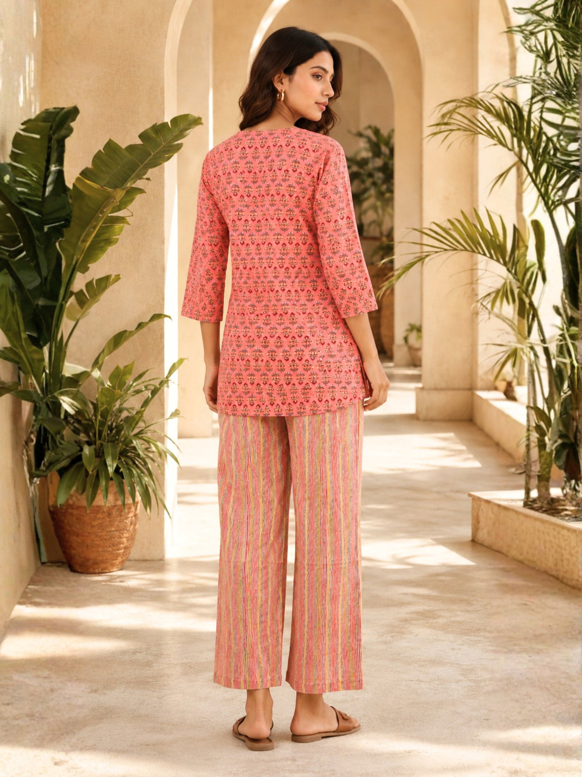 Peachy Block Printed Pure Cotton Lounge Wear
