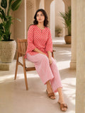 Coral Blush Block Printed cotton Lounge Wear