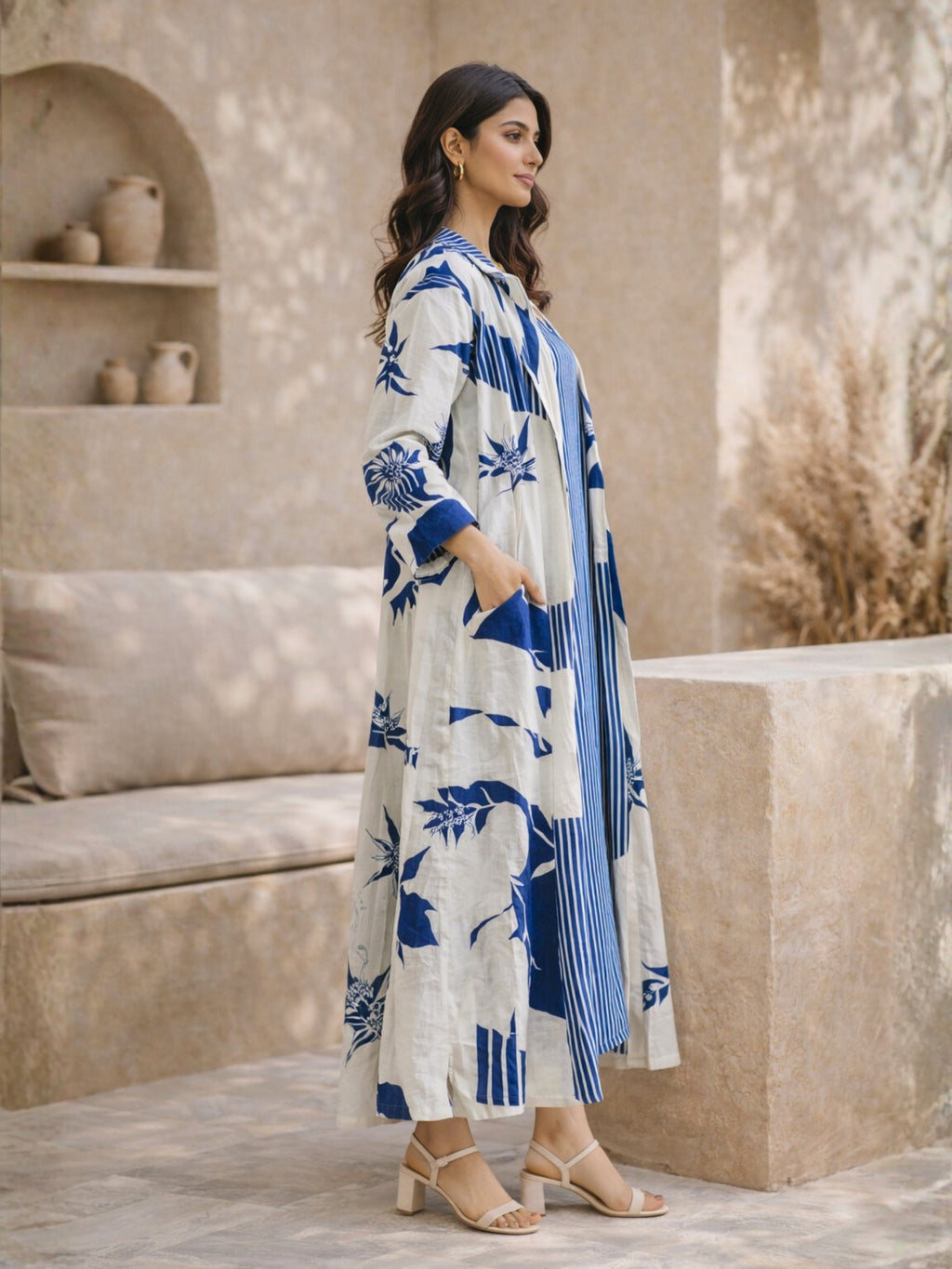 Blue Haven Pure Cotton Women's Strap Maxi with Robe