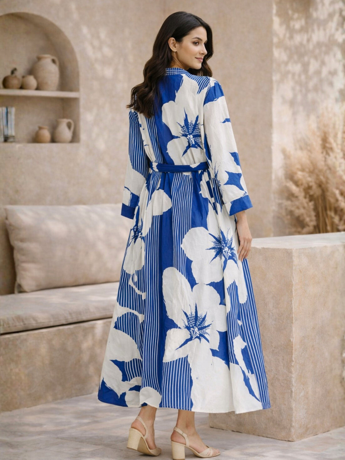 Blue Haven Pure Cotton Women's Strap Maxi with Robe