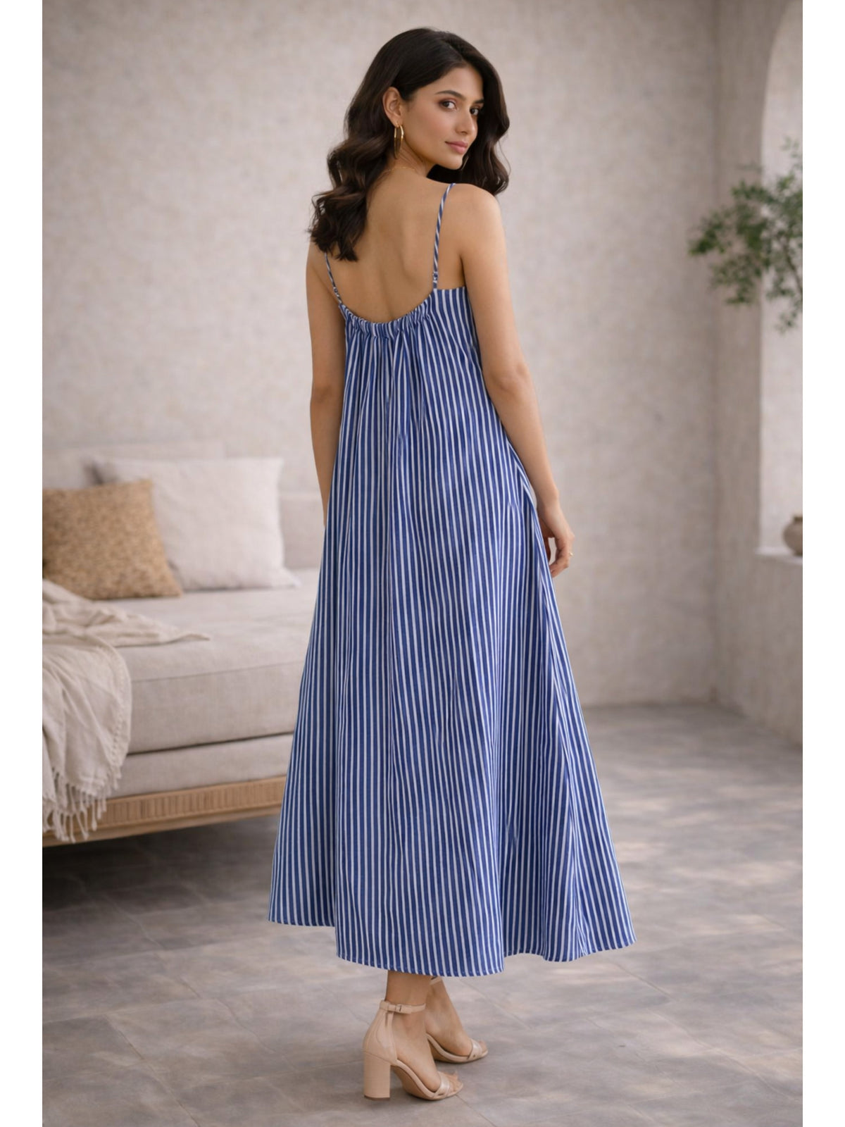 Blue Haven Pure Cotton Women's Strap Maxi with Robe