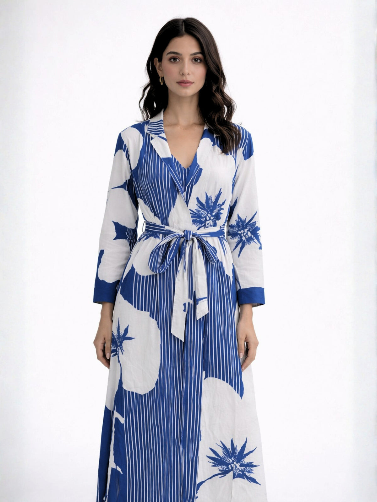 Blue Whisper Floral Pure Cotton Women's Robe