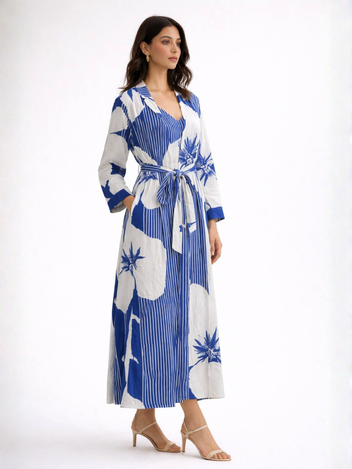 Blue Haven Pure Cotton Women's Strap Maxi with Robe