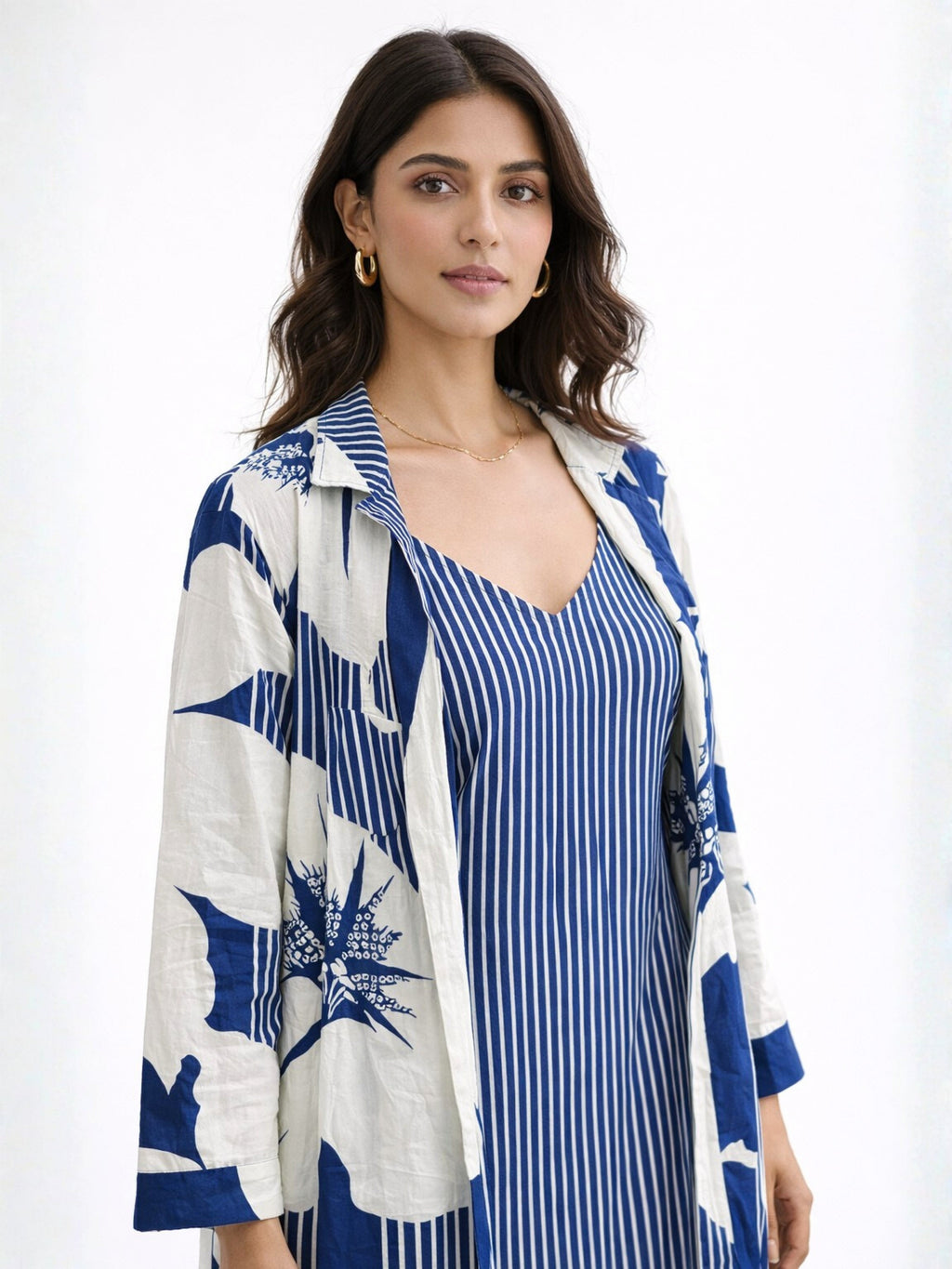 Blue Haven Pure Cotton Women's Strap Maxi with Robe
