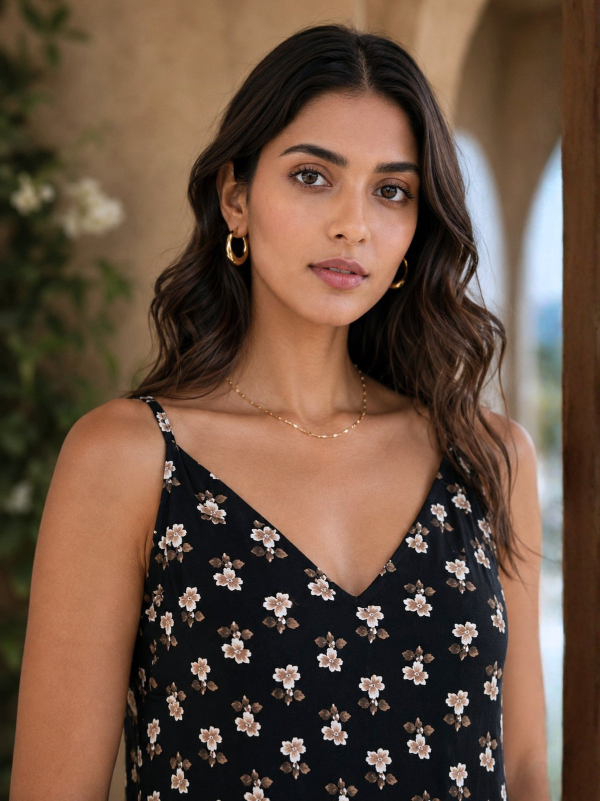 Black Serene Pure Cotton V-Neck Midi & Shrug Set for Women