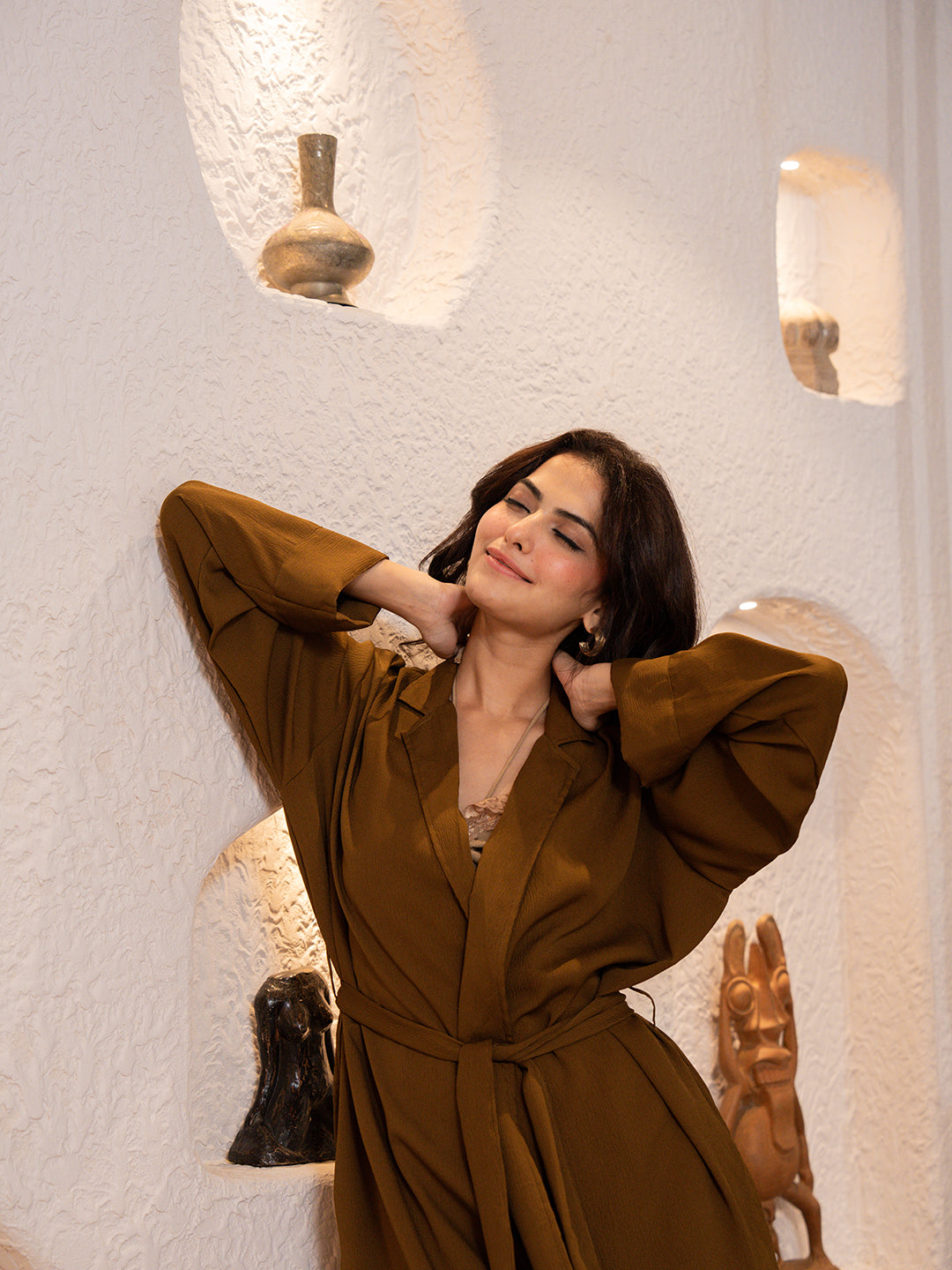 Chocolate Brown Soft Crepe Robe