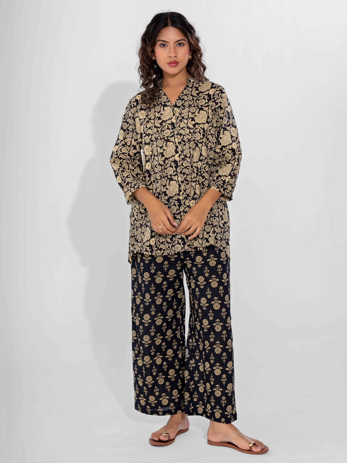 Black Inayat Pure Cotton Back Pleated Co-ord Set