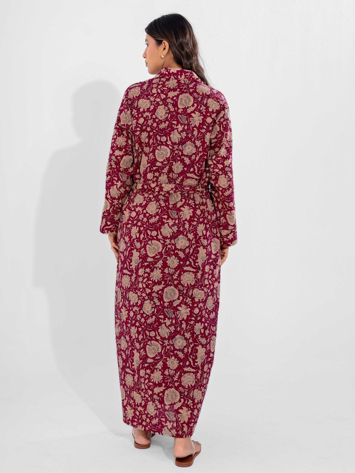 Wine Dust Pure Cotton Collar Robe