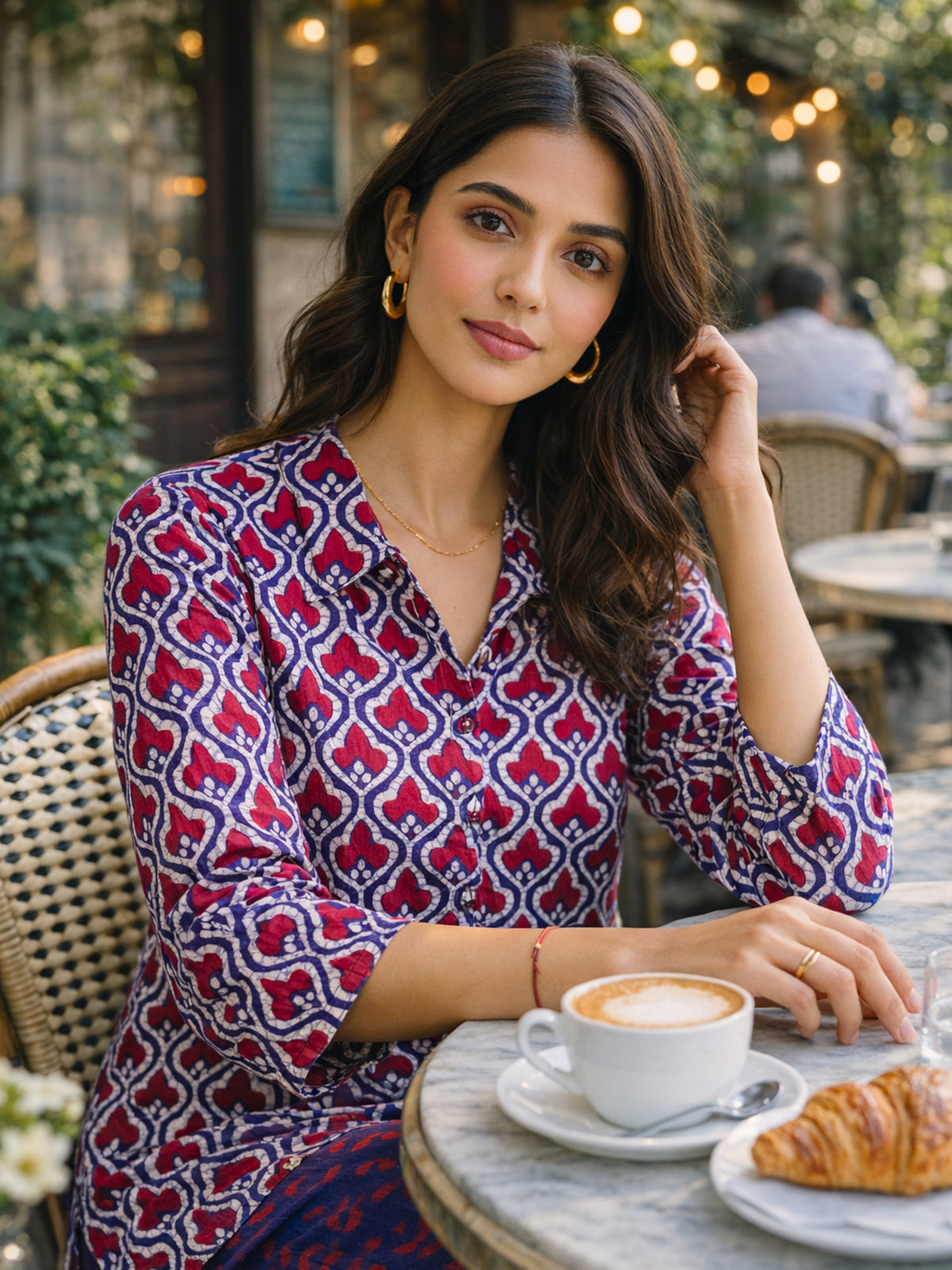 Blue Heritage Pure Cotton Women's Collar Co-ord Set