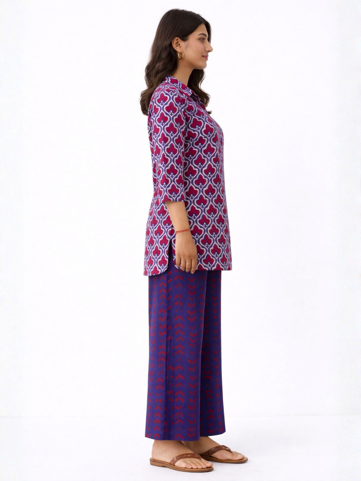 Blue Heritage Pure Cotton Women's Collar Co-ord Set