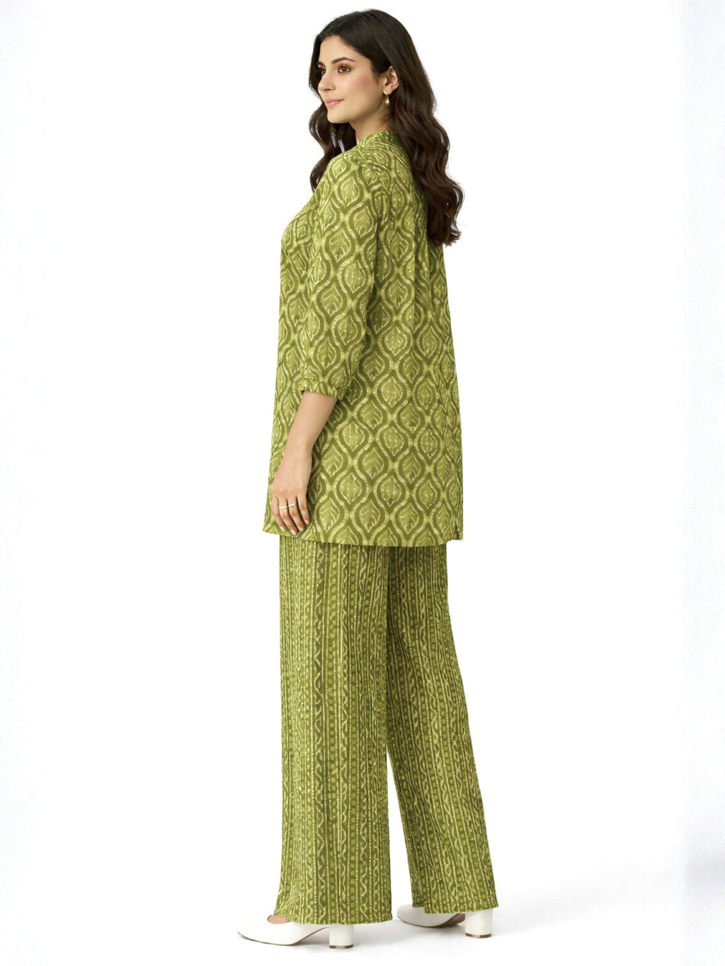 Olive Muse Pure Cotton Women's Back Pleated Co-ord Set